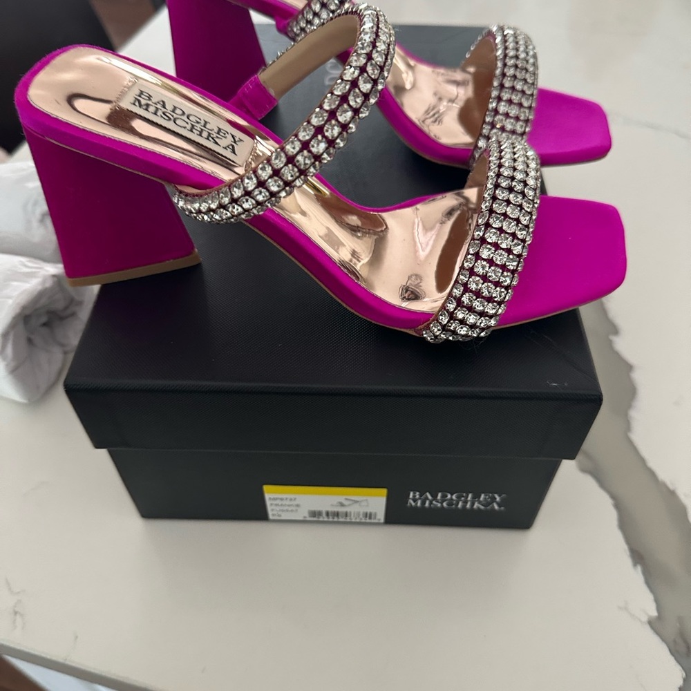 Badgley Mischka Pink Rhinestone Embellished Heels